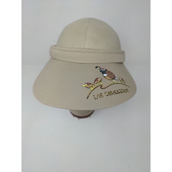 Womens High Spirits Sun Visor Hat Tan Palm Desert California Los Caballeros - Picture 3 of 8